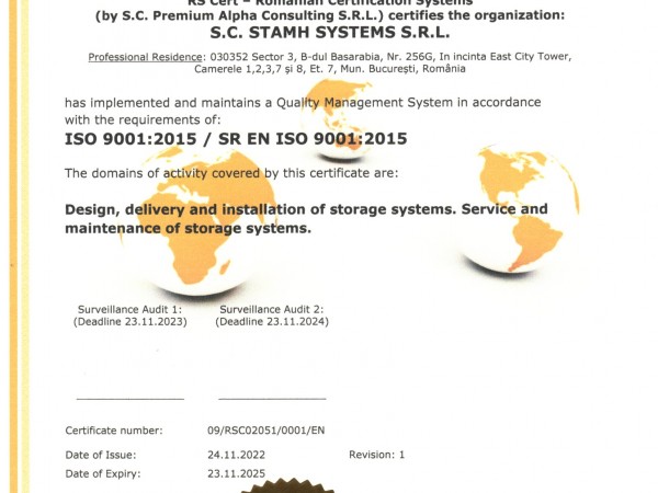 STAMH Systems Romania 9001:2015